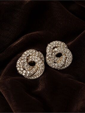 Express Pave Rhinestone Knot Swirl Statement Earrings Trending
